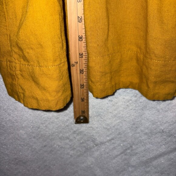 Free People Tunic Womens M Yellow Linen Blend Ruffle Sleeve Peasant Smocked Top - Picture 5 of 7